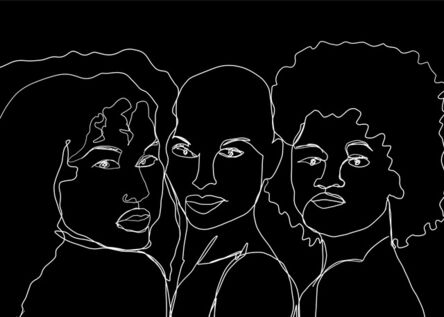 Samantha Viotty, ‘Gyals BW- Digital Illustration of Three Women Black+White’, 2019