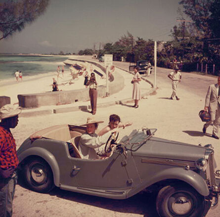 Slim Aarons, ‘Katharine Hepburn, 1953: Driving along the waterfront with Irene Mayer Selznik at Montego Bay, Jamaica’, 1953