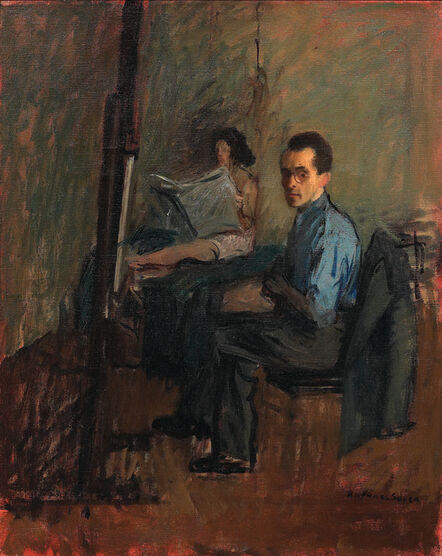 Raphael Soyer, ‘Self-Portrait with Model’, ca. 1945