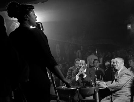 Herman Leonard, ‘Ella Fitzgerald, Duke Ellington, Benny Goodman, Downbeat Club, 52nd St., NYC’, 1948