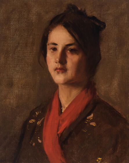 William Merritt Chase, ‘Head of a Young Girl (The Gray Kimono)’, 1901