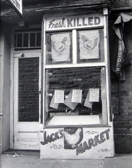 John Albok, ‘Street Scene, Harlem (Fresh Killed, Jack's Market Sign)’, 1934