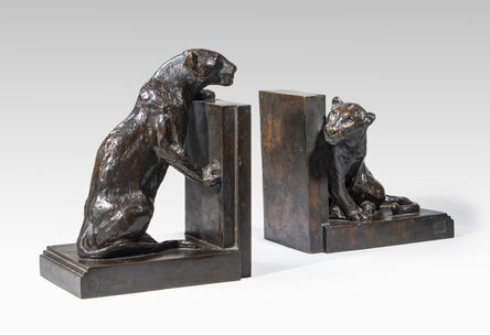 Roger Godchaux, ‘Lionesses forming bookend’, ca. 1930