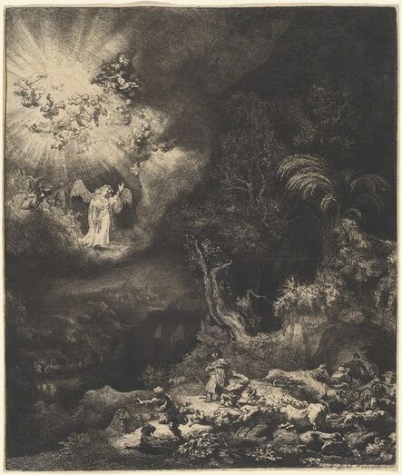 Rembrandt van Rijn, ‘The Angel Appearing to the Shepherds’, 1634