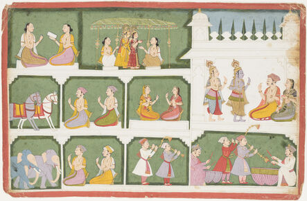 Unknown Artist, ‘Krishna and Balarama return to Dwarka ad Balarama marries Revati’, 1741