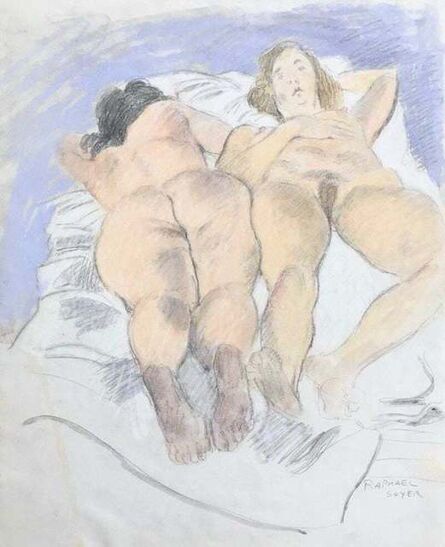Raphael Soyer, ‘Two Reclining Nudes’, ca. 1987