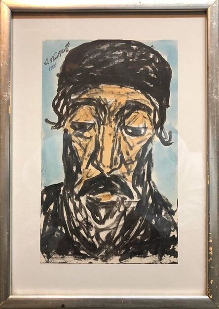 Abraham Walkowitz, ‘Modernist Watercolor Painting, Portrait of a Man, Judaica Rabbi’, Early 20th Century