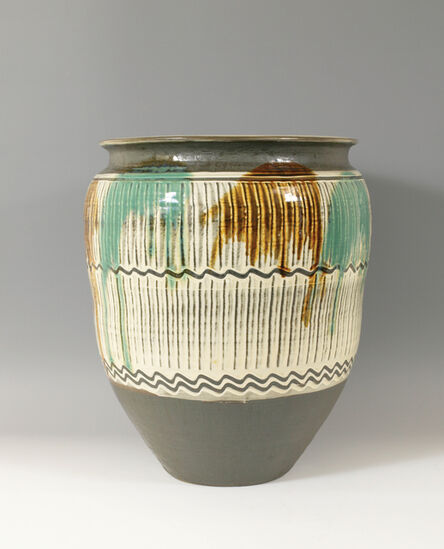 Onda Yaki, ‘Wide-Mouthed Jar with Two-Color Poured Glazes’, n/a