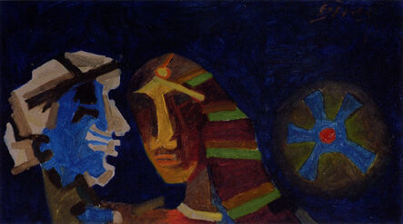 Maqbool Fida Husain, ‘Untitled (Heads - Blue) ’, 1970