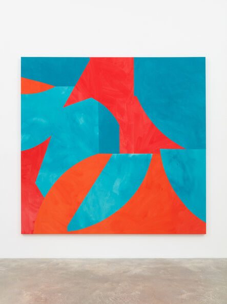 Sarah Crowner, ‘Sliced Shapes, Turquoise and Reds’, 2018