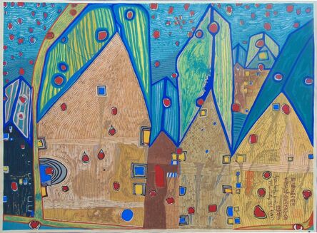 Friedensreich Hundertwasser, ‘Houses in Rain of Blood | Häuser im Blutregen’, 1961