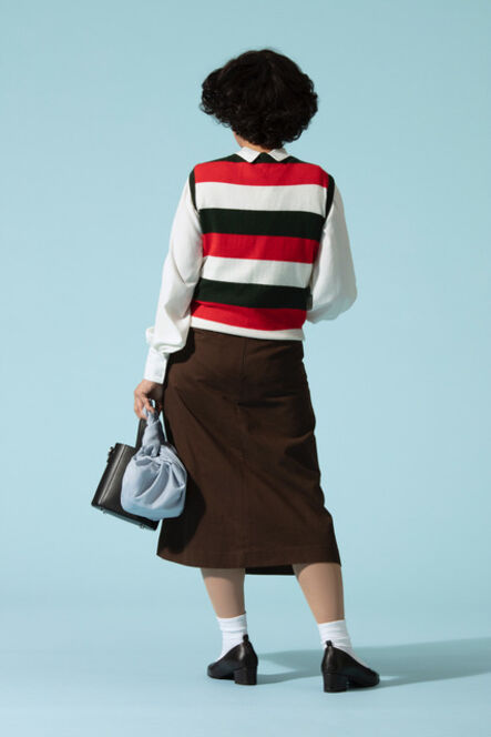 Leung Chi Wo + Sara Wong, ‘Woman In A Striped Sweater Vest And A Sepia Velvet Skirt’, 2019