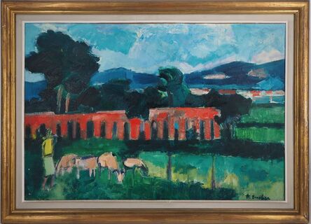 Andre Brasilier, ‘André BRASILIER : Italy, Pastoral Landsape, 1954 - Signed Oil on Canvas’, 1954