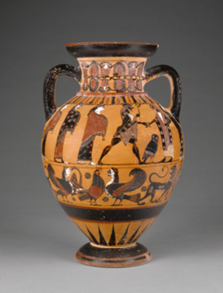 ‘Euboean Black-Figure Neck Amphora’,  about 570 -560 B.C.