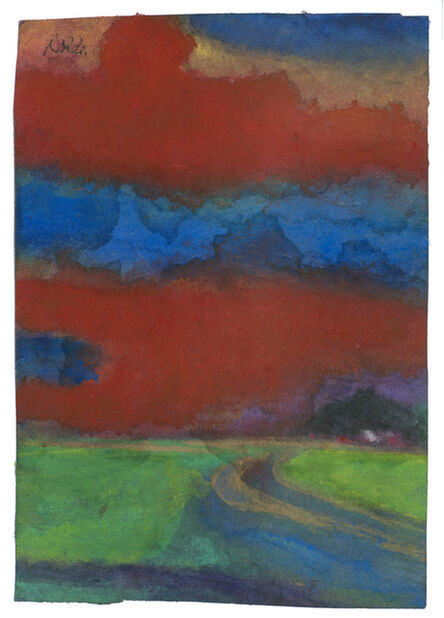Emil Nolde, ‘Marschlandschaft mit Bauernhof unter roten Wolken’, ca. 1940