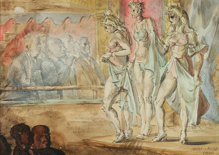 Reginald Marsh, ‘Burlesque (on verso: Girls by the Waterfront)’, 1946