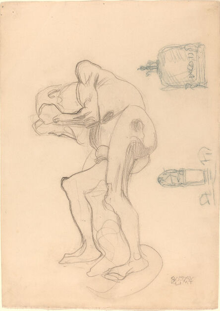 Gustav Klimt, ‘Study of a Nude Old Woman Clenching Her Fists, and Two Decorative Objects’, ca. 1901