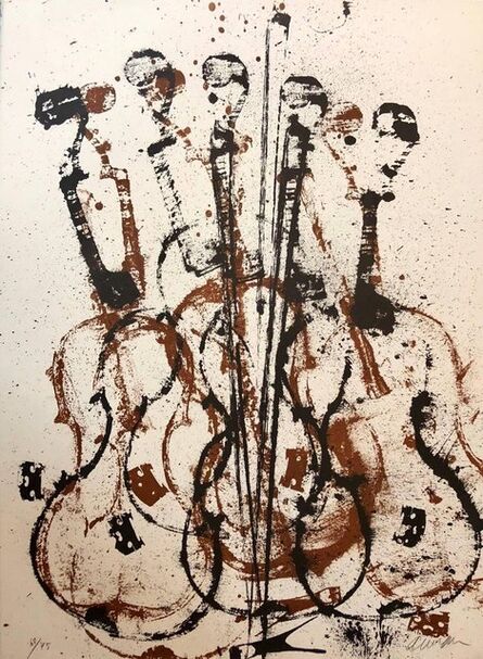 Arman, ‘Violent Violin Concerto Hand Signed Lithograph Silkscreen’, 1970-1979