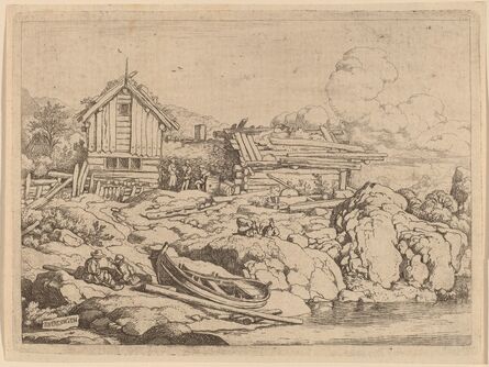 Allart van Everdingen, ‘Boat at a River Bank with Three Goats’, probably c. 1645/1656
