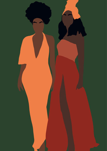 Samantha Viotty, ‘BSG- Digital Illustration of Two Black Women - Feminism - Green+Orange+Red’, 2019
