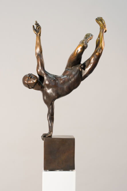 WW Hung, ‘Yearning 1/9 - strongly posed male nude bronze figure statuette’, 2018