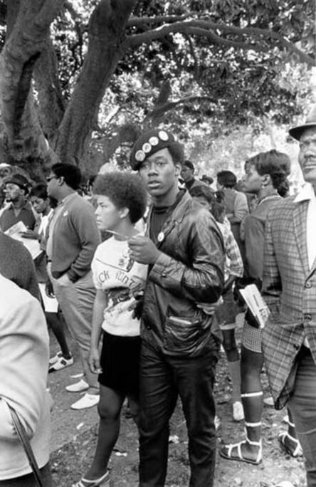 Pirkle Jones, ‘Black Panther couple listening, Free Huey Rally, De Fremery Park, Oakland, CA’, 1968