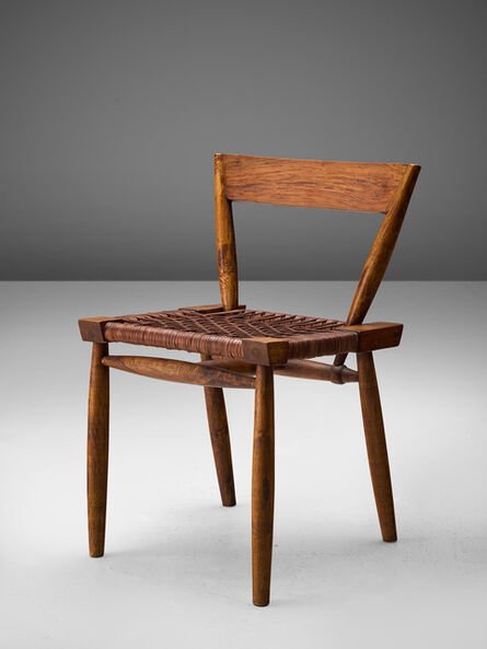 Unknown, ‘Sculptural Side Chair with Woven Leather Seat’, 1950s
