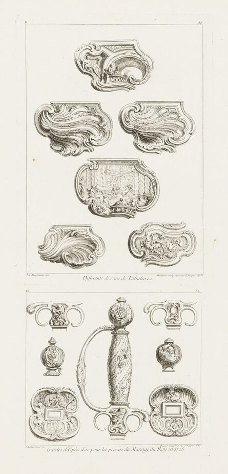 Juste-Aurèle Meissonnier, ‘Differents Desseins de Tabatieres, deuxième planche (Different Designs for Snuff Boxes)’, 1748