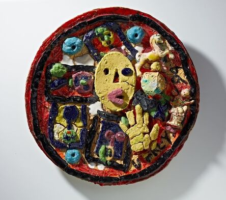 Viola Frey, ‘Untitled (Plate with Yellow Oval Face & Hand)’, 1994
