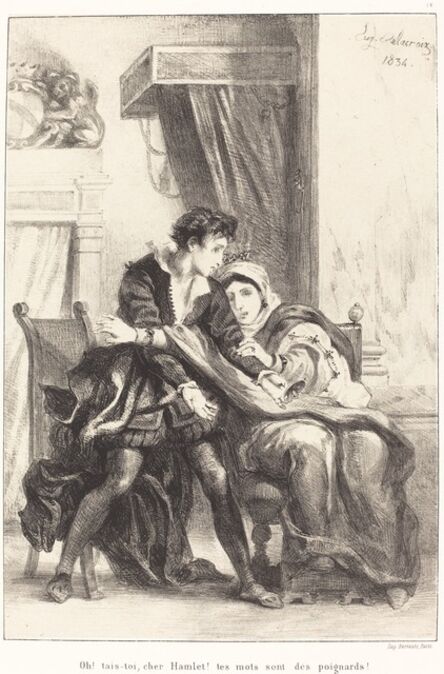 Eugène Delacroix, ‘Hamlet and the Queen (Act III, Scene IV)’, 1834