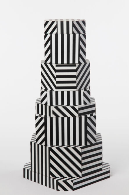 Oeuffice, ‘"Ziggurat Tower" set of stacking boxes, Black Stripes edition’, 2012
