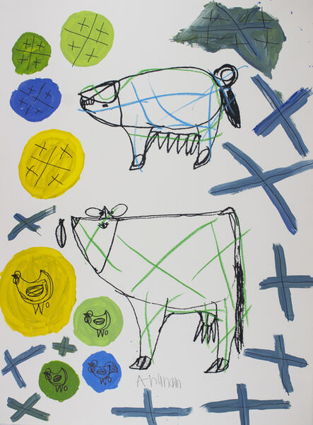 Arunan Dharmalingam, ‘Pig, Cow & Blue Crosses’, 2017