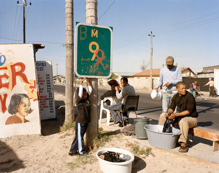 David Goldblatt, ‘At Kevin Kwanele’s Takwaito Barber, Lansdowne Road. Khayelitsha, Cape Town, in the time of AIDS’, 2007