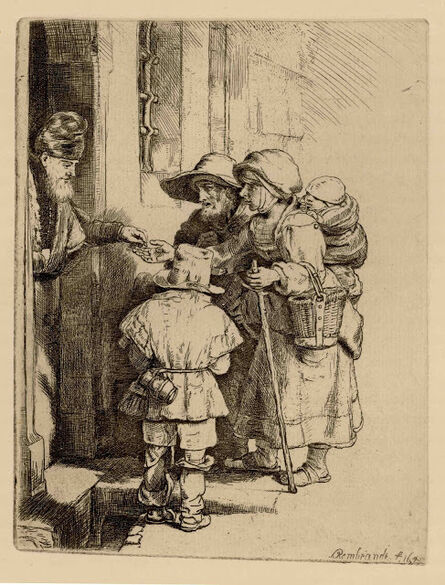 Rembrandt van Rijn, ‘Beggars Receiving Alms at the Door of a House’, 1628