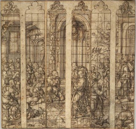 Dirk Jacobsz Vellert, ‘Three Designs for Stained Glass Windows’, ca. 1538