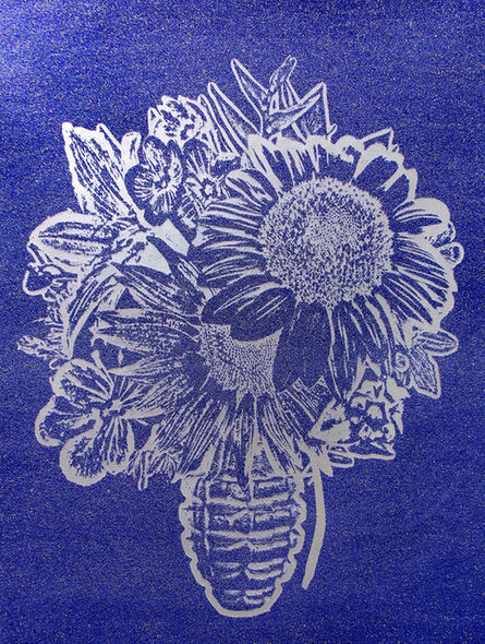 Rubem Robierb, ‘Flower Vase (Silver on blue)’, 2016