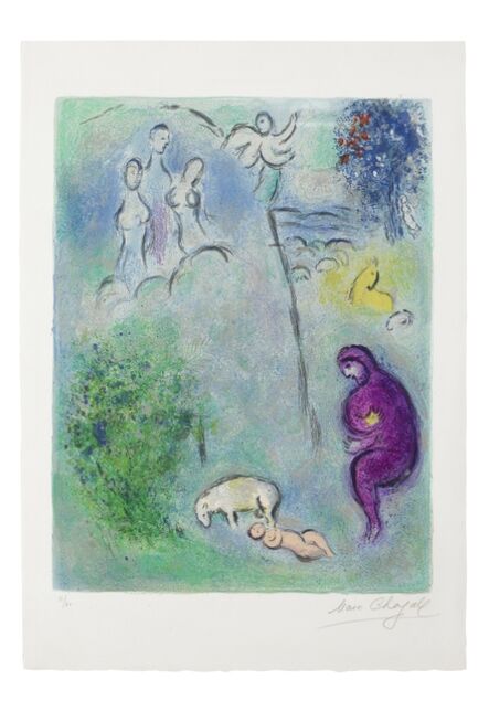 Marc Chagall, ‘Découverte de Chloé par Daphnis, from Daphnis et Chloé (Mourlot 310; Cramer books 46)’, 1961