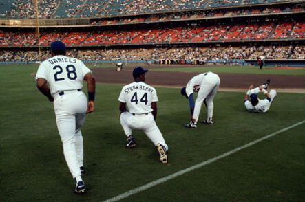Steve McCurry, ‘Kal Daniels, Darryl Strawberry, and Gary Carter, Dodgers Stadium, Los Angeles’, 1991