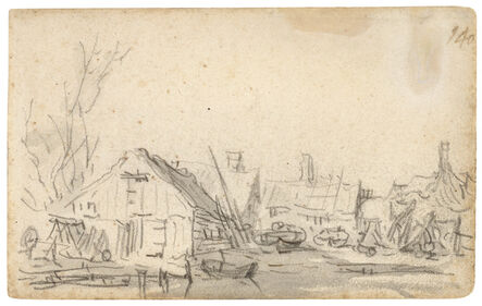 Jan van Goyen, ‘A village along a riverbank’, 1650-1651