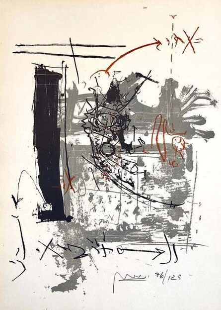 Igael Tumarkin, ‘Israeli Tumarkin Abstract Modernist Graffiti Art Lithograph Print "Broken Hour"’, 1950-1959