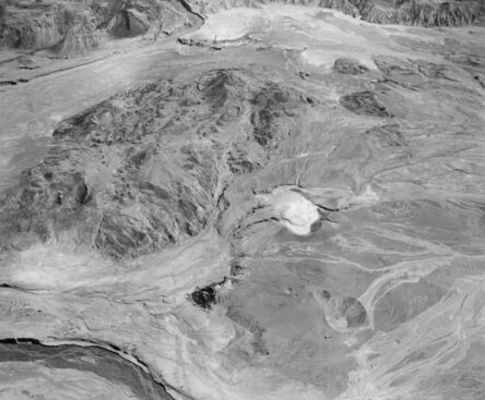 Frank Gohlke, ‘Aerial view: helicopter next to fumarole crater in landslide- debris flow- 3 miles N of Mt. St. Helens, Wash., 1982’, 1982
