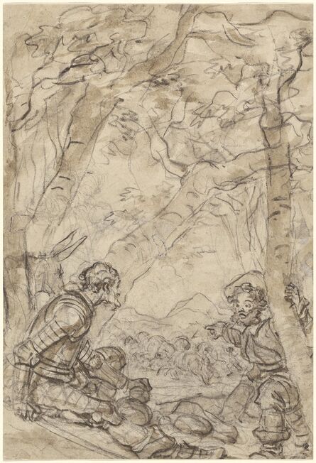 Jean-Honoré Fragonard, ‘Don Quixote and Sancho Panza Witness the Attack on Rocinante’, 1780s