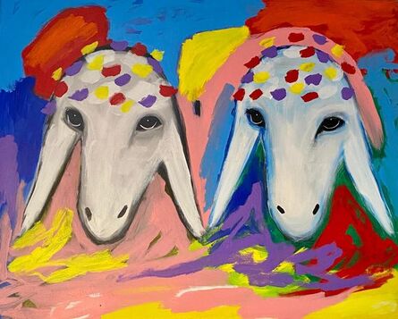 Menashe Kadishman, ‘Two Sheep Heads’, 1980-1990
