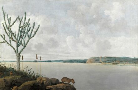 Frans Post, ‘View of the Rio São Francisco Brazil with Fort Maurits en a capibara’, 1639