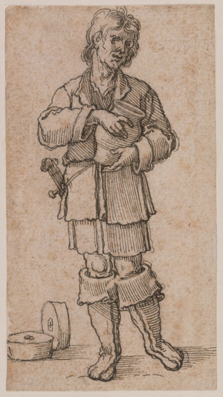 Sebald Beham, ‘A Young Peasant Holding a Jar’, 1520
