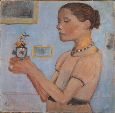 Paula Modersohn-Becker, ‘Jeune Fille Tenant des Fleurs Jaunes dans un Verre ’, 1902