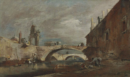 Francesco Guardi, ‘Capriccio with bridges over a canal’