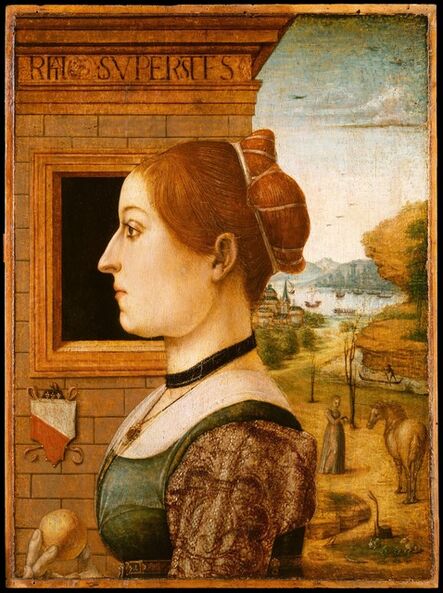 Attributed to the Maestro delle Storie del Pane, ‘Portrait of a Woman, possibly Ginevra d'Antonio Lupari Gozzadini’, ca. 1494