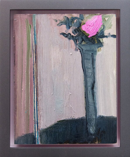 Jennifer Hornyak, ‘My Pink with Blue Grey - small bright, colourful, floral still life oil’, 2020