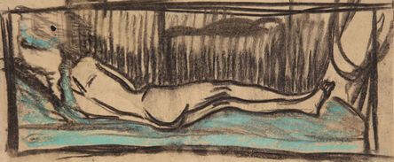 Ernst Ludwig Kirchner, ‘Liegender Frauenakt auf türkisfarbenem Sofa (Reclining Nude on a Turquoise Sofa)’, 1905